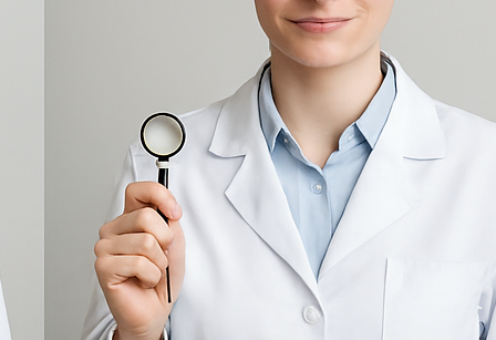 KI-generiertes Bild einer Ärztin im weißen Kittel